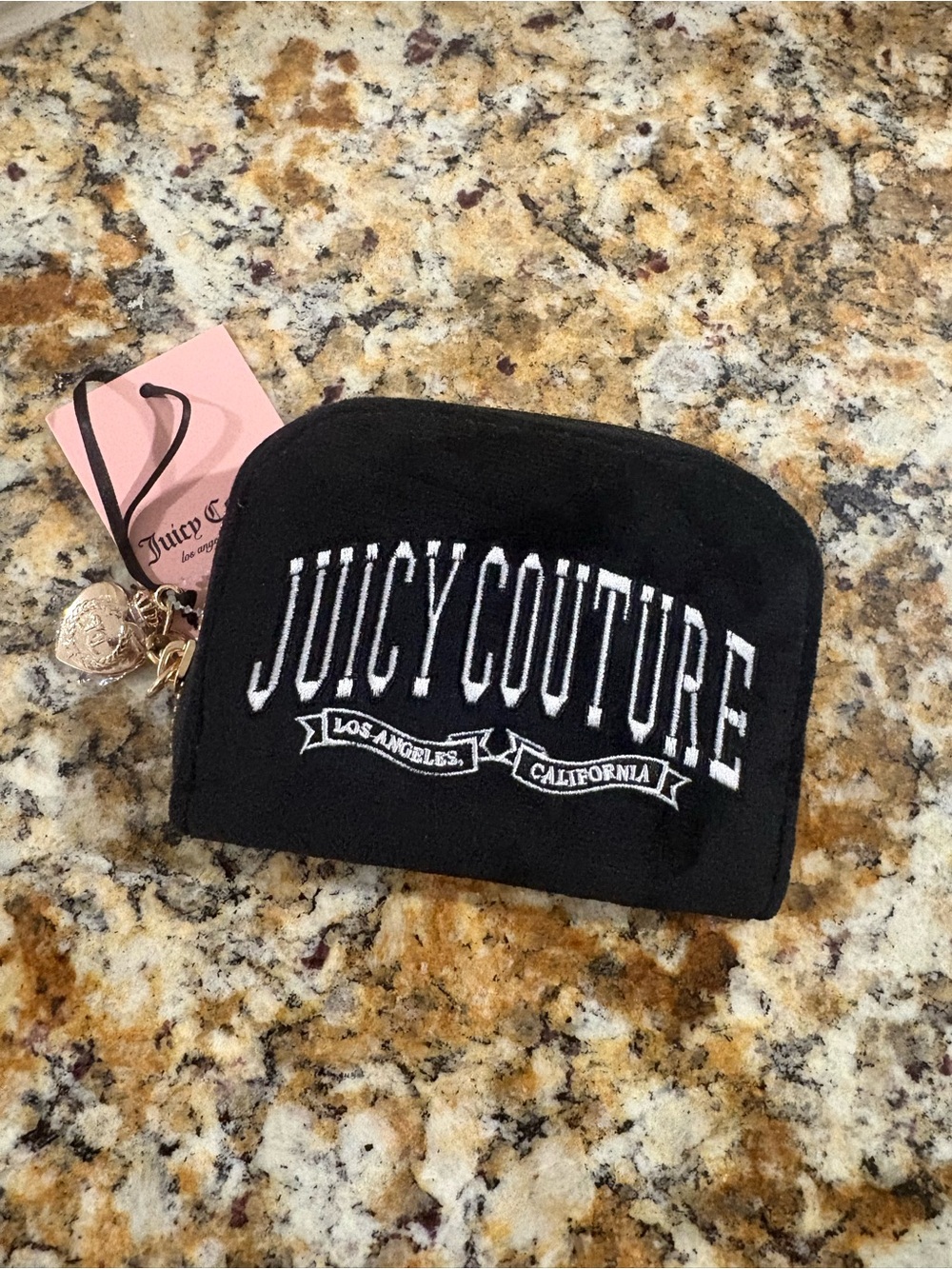 NWT Juicy Couture Y2k Black Velour wallet Las Angelos California